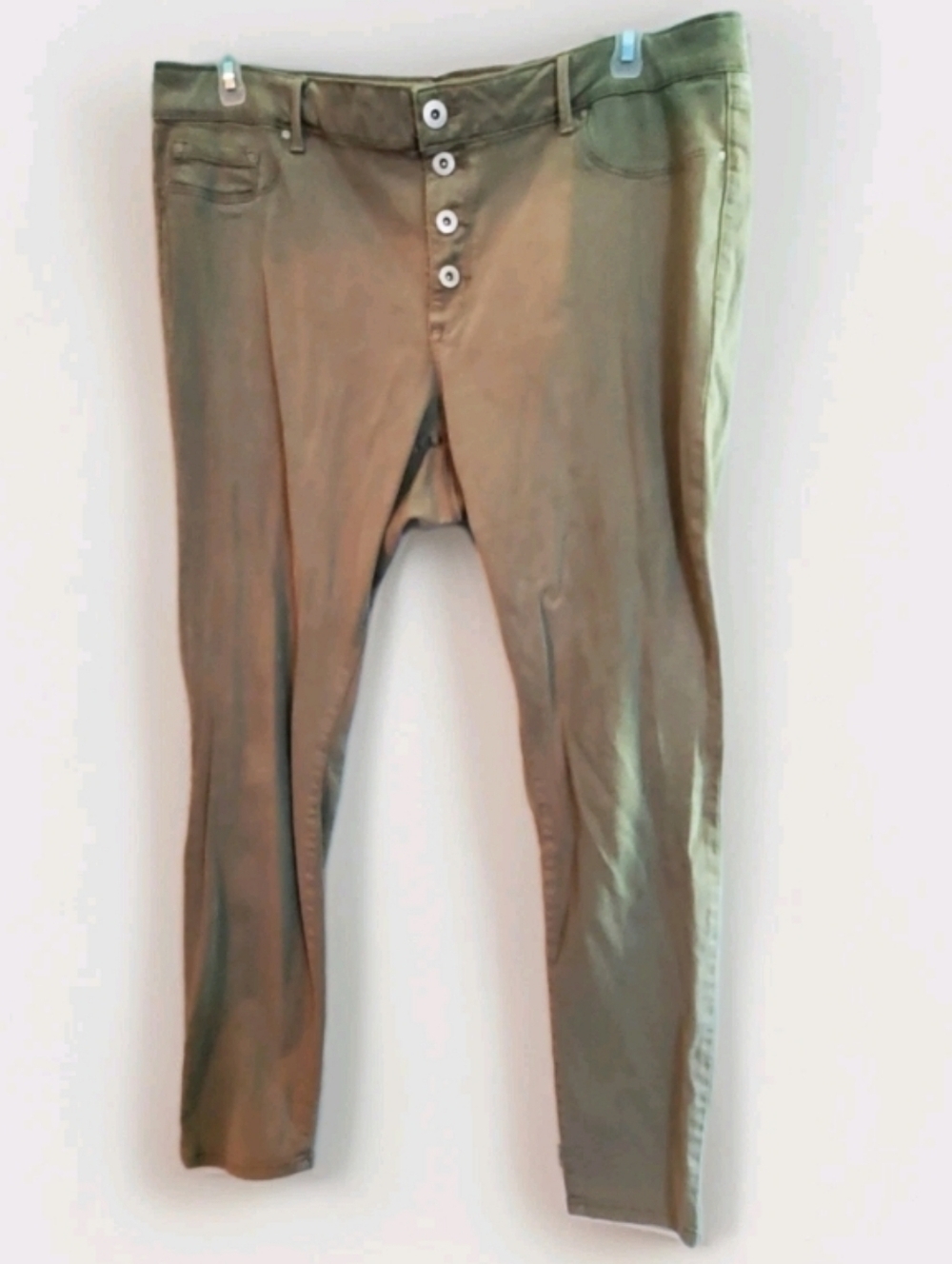 Jessica Simpson Kiss Me Button Fly Super Skinny Jeans Olive Green Size 28